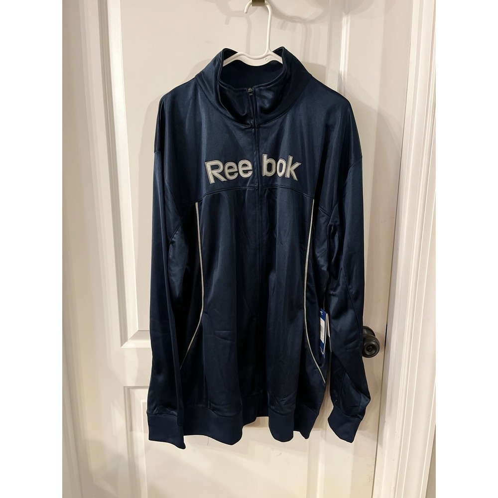 Reebok Mens Spell Out Lined 2 Piece Windbreaker Track Suit Blue 2XL NWT